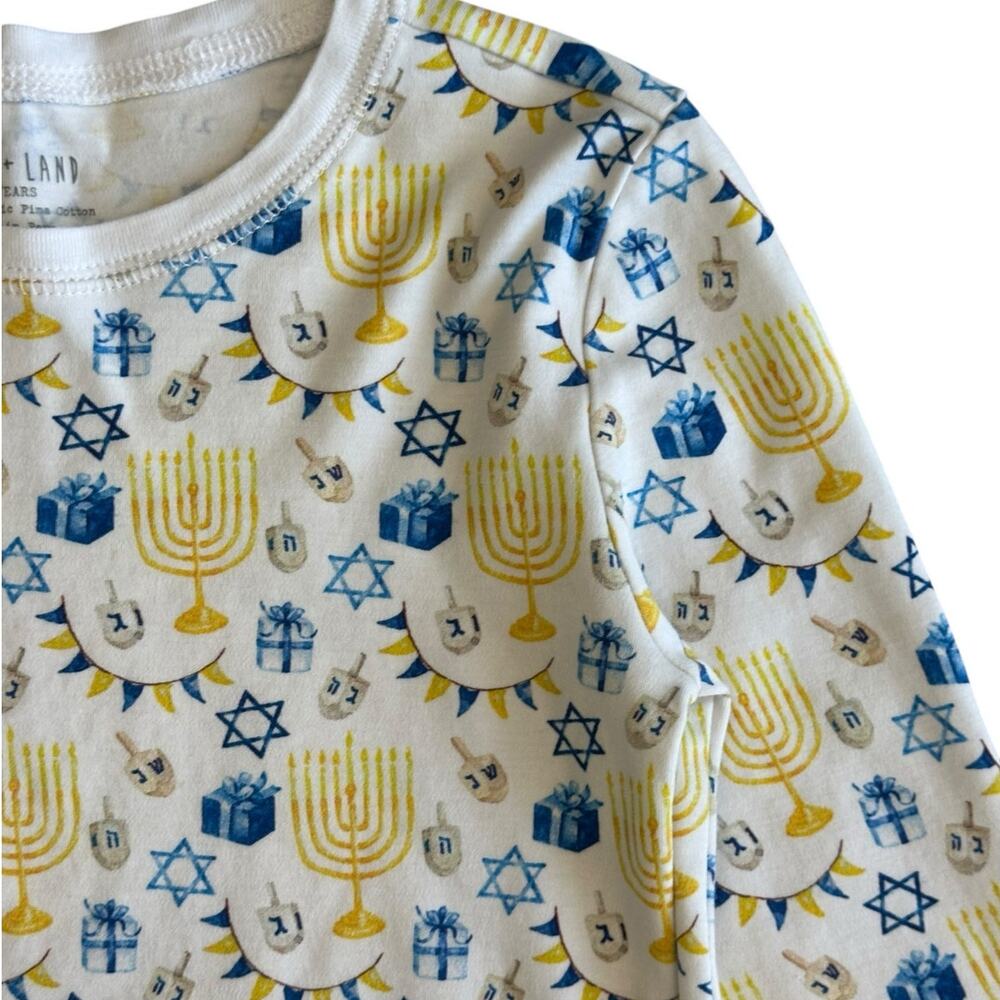 HART + LAND Kids Hanukkah Menorah Pajamas Organic Pima Cotton Size 5 - Picture 2 of 8